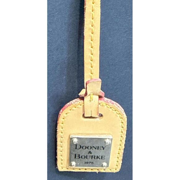 DOONEY & BOURKE Y2K Square Logo BEIGE BROWN LEATHER LUGGAGE Key FOB TAG - Picture 9 of 15